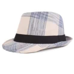 White Plaid Fedora Hat For Men and Women