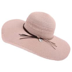 Wide Brim Straw Fedora Hat Pink