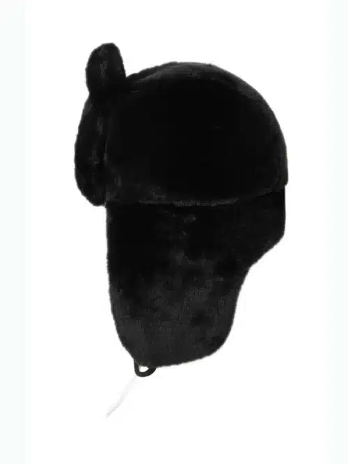 Y2K Black Whiter Bad Bear Ushanka Hat side view