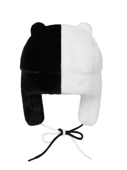 Y2K Black Whiter Bad Bear Ushanka Hat side view back side
